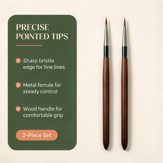 2PCS Wooden Handled Detail Brush