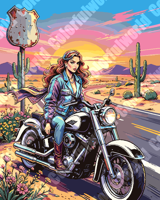 Desert Sunset Biker Paint By Numbers