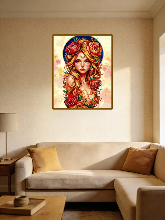 Floral Golden Haired Belle b paint by numbers(36-60+colors)