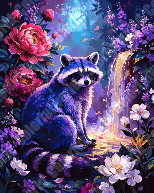 Raccoon At Blossom Waterfall(36-60+colors)Paint By Numbers