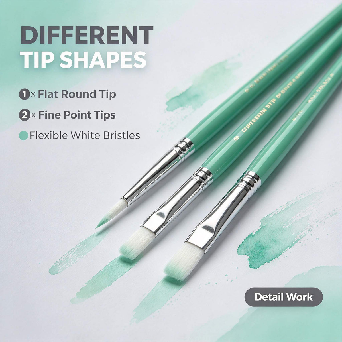 3 PCS Green Detail Brush Set
