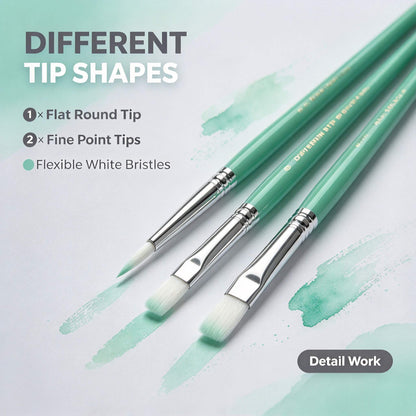 3 PCS Green Detail Brush Set