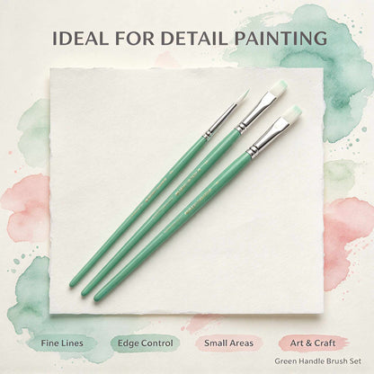 3 PCS Green Detail Brush Set