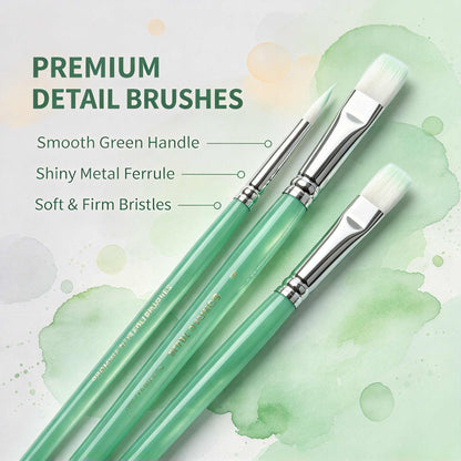 3 PCS Green Detail Brush Set