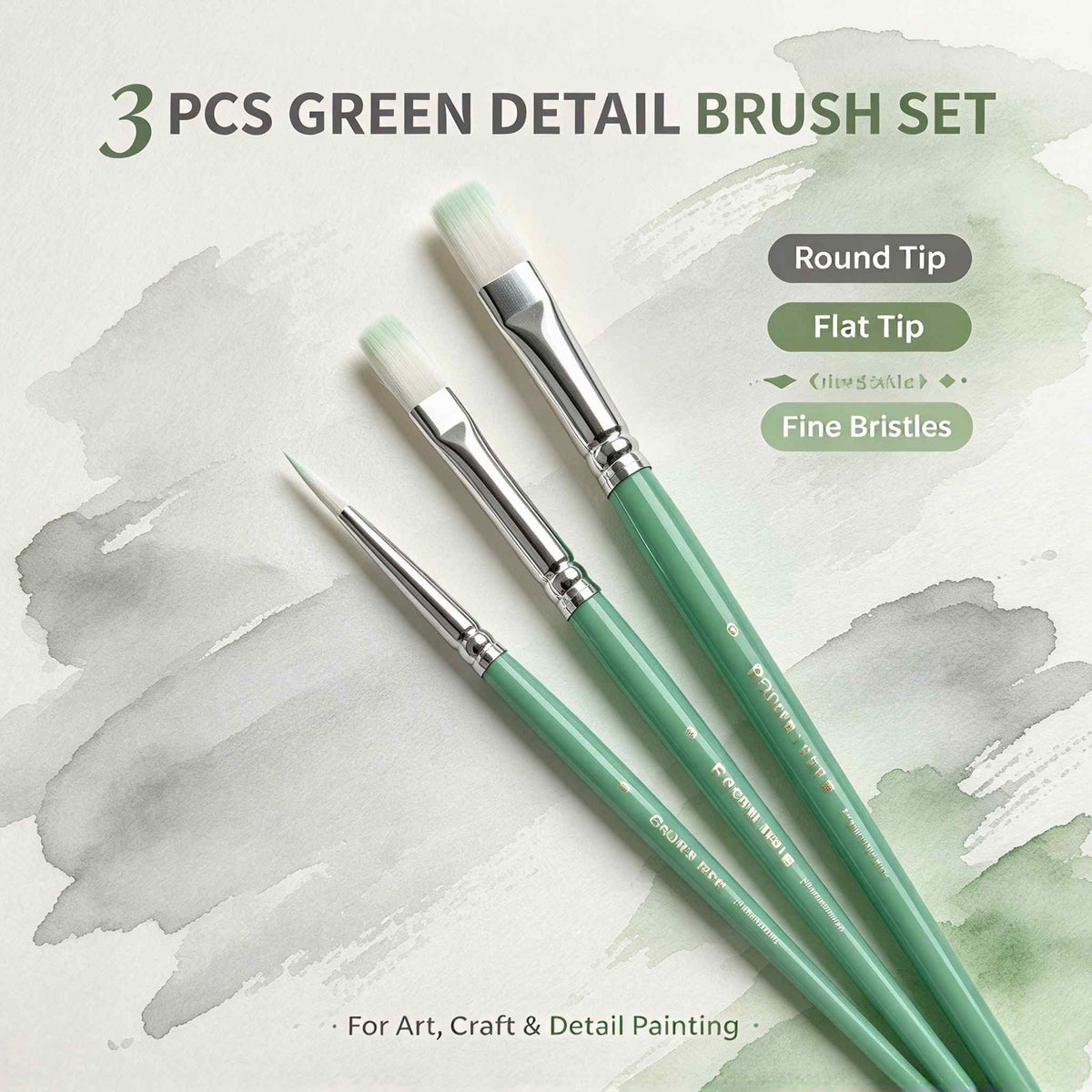 3 PCS Green Detail Brush Set