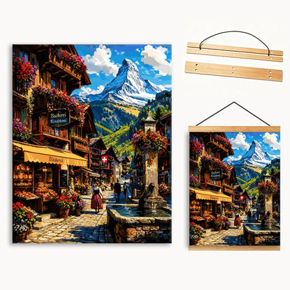 Alpine Mountain Town 1（36-80+colors） Paint By Numbers