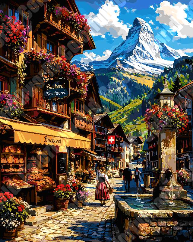 Alpine Mountain Town 1（36-80+colors）
