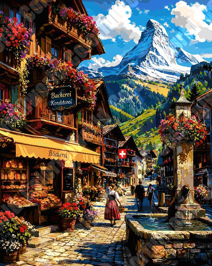 Alpine Mountain Town 1（36-80+colors）