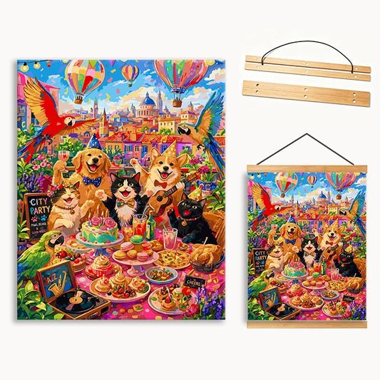Animal Roof Party 6（36-80+colors）Paint By Numbers
