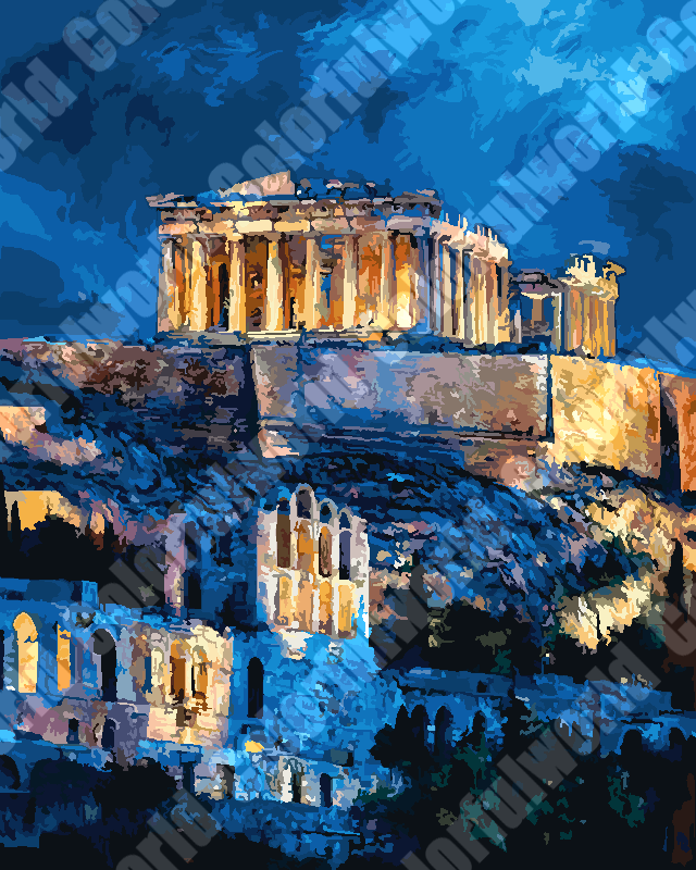 Athens Night Ruins