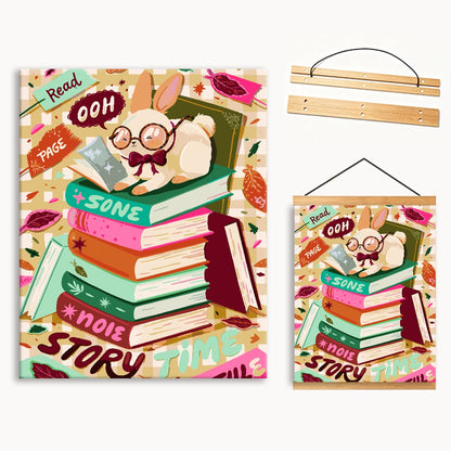 Book Stack Bunny Paint By Numbers