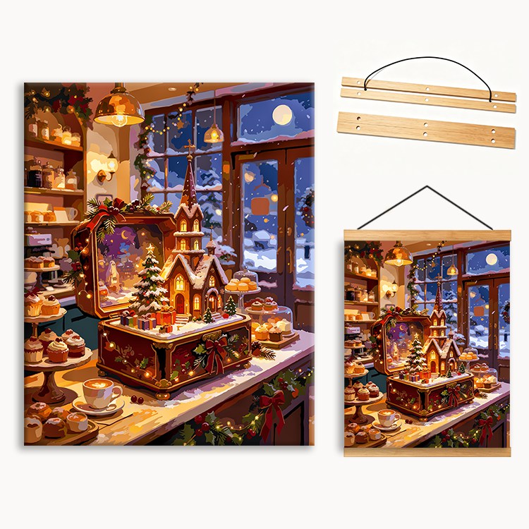 Christmas Gingerbread House On Bakery Counter（36-60+colors）Paint By Numbers