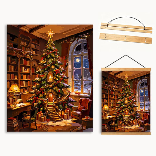 Christmas Tree In Vintage Library Room（36-60+colors）Paint By Numbers