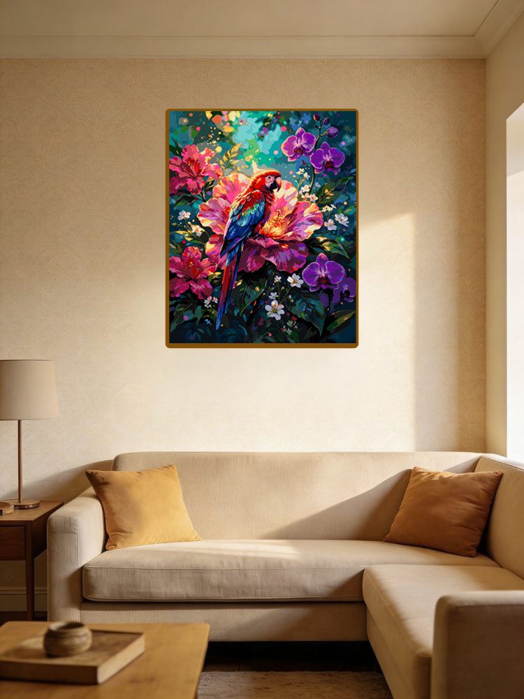 Colorful Parrot And Peony（36-60+colors）Paint By Numbers