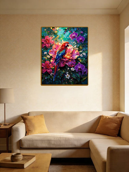 Colorful Parrot And Peony（36-60+colors）Paint By Numbers