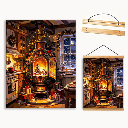 Cozy Christmas Kitchen With Decorated Stove（36-60+colors）Paint By Numbers