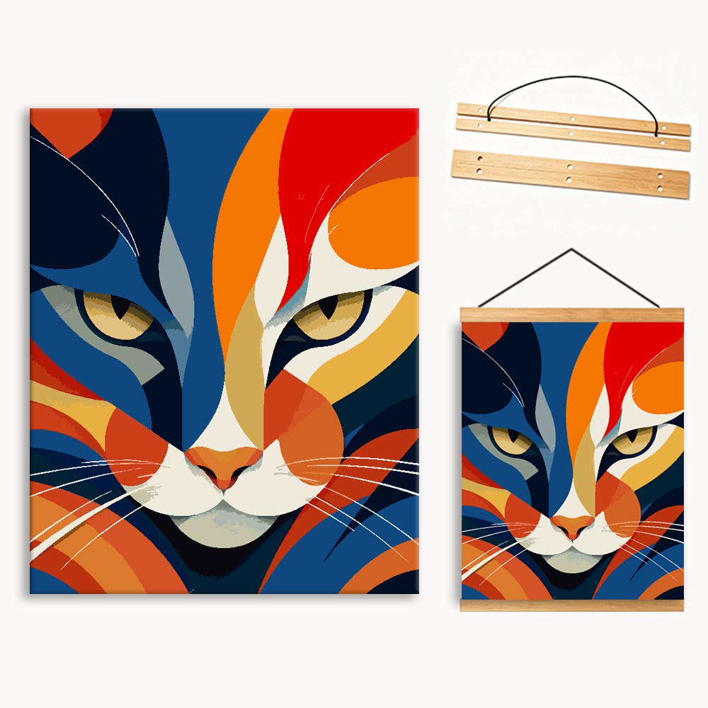 Cubist Feline Portrait Paint By Numbers