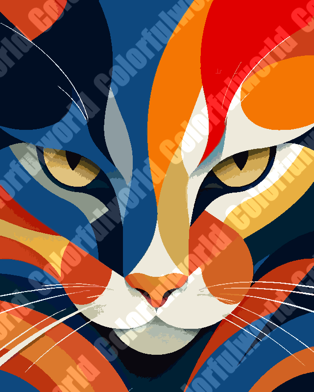 Cubist Feline Portrait Paint By Numbers