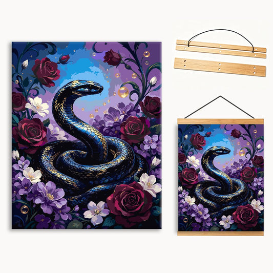 Dark Serpent Among Deep Red Roses（36-60+colors）Paint By Numbers