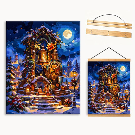 Fantasy Christmas Bell Tower In Winter Town（36-60+colors）Paint By Numbers