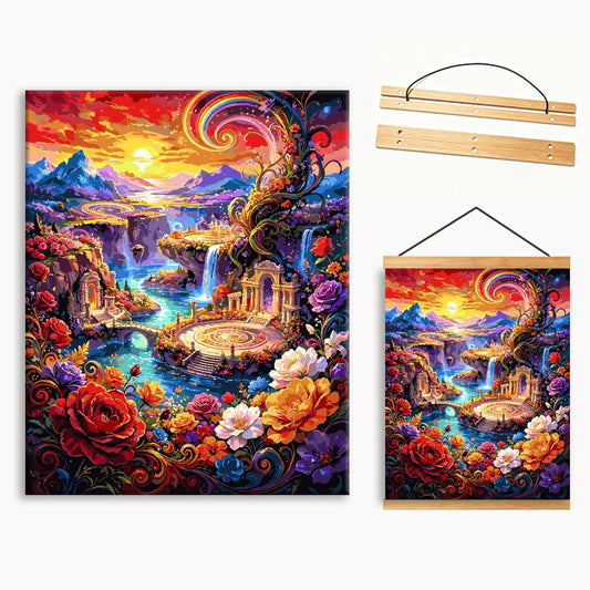 Fantasy Flower Valley Sunset Waterfall Castle （36-80+colors）Paint By Numbers