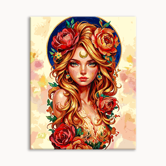 Floral Golden Haired Belle b paint by numbers（36-60+colors）