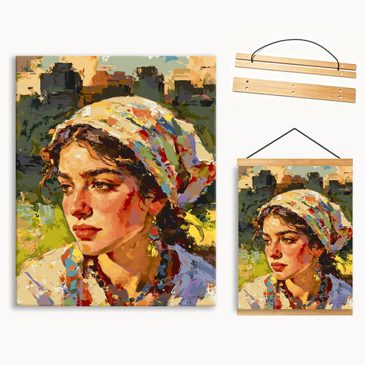Floral Headscarf Lady Paint By Numbers