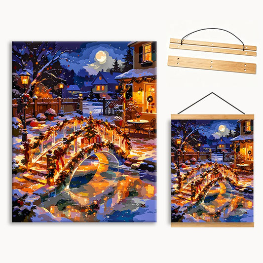 Garland Decorated Snowy Staircase At Night（36-60+colors）Paint By Numbers