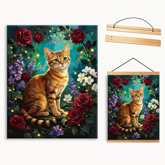 Ginger Cat Among Roses（36-60+colors）Paint By Numbers