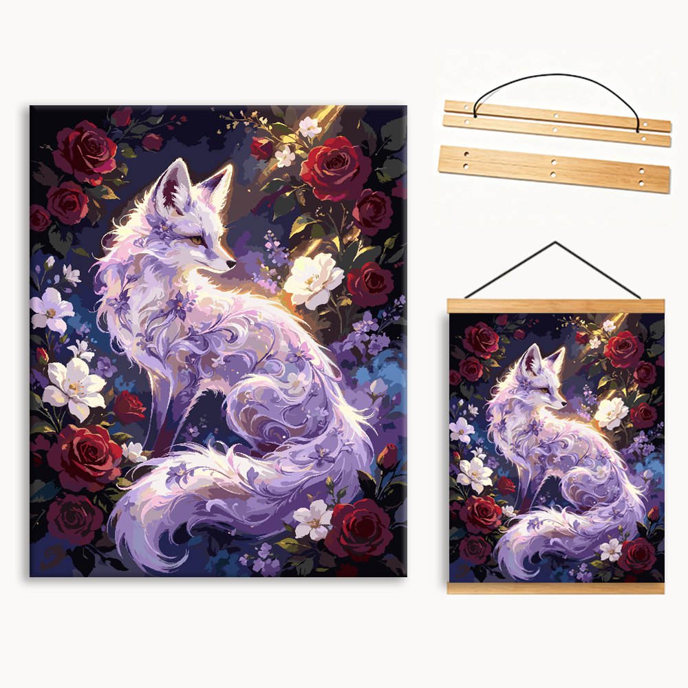 Glowing Purple Fox In Rose Garden（36-60+colors）Paint By Numbers