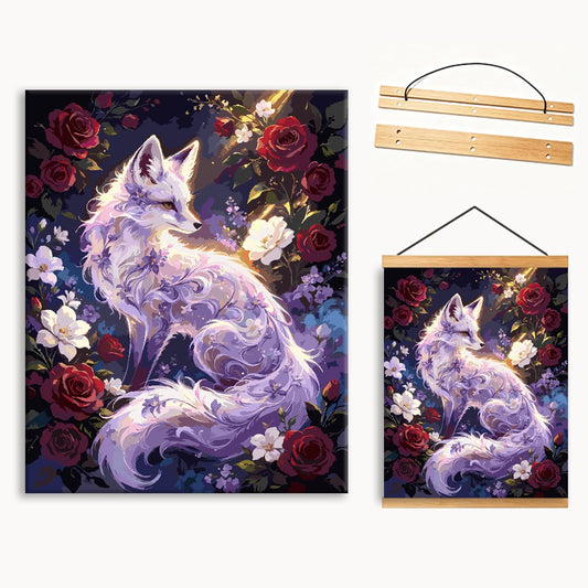 Glowing Purple Fox In Rose Garden（36-60+colors）Paint By Numbers