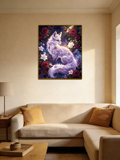 Glowing Purple Fox In Rose Garden（36-60+colors）Paint By Numbers