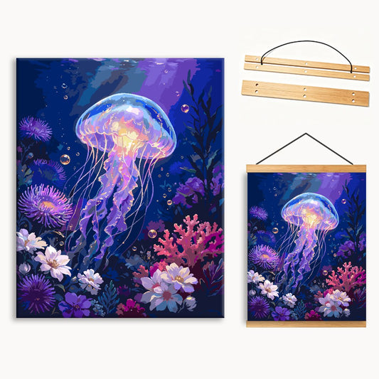 Glowing Purple Jellyfish Underwater Garden（36-60+colors）Paint By Numbers