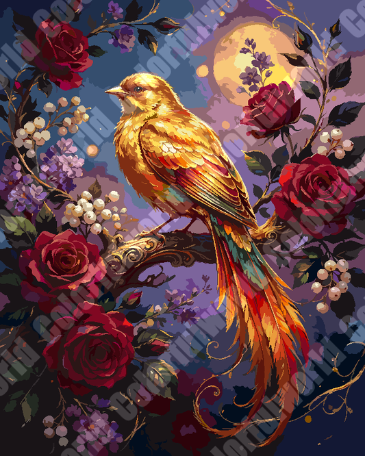 Golden Phoenix Bird Under Moonlight（36-60+colors）Paint By Numbers