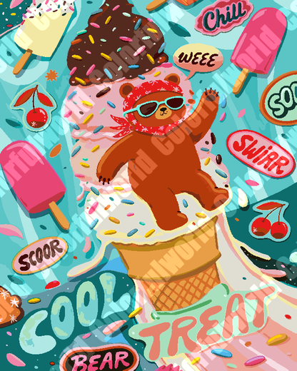 Ice Cream Bear Cool Print Paint By Numbers