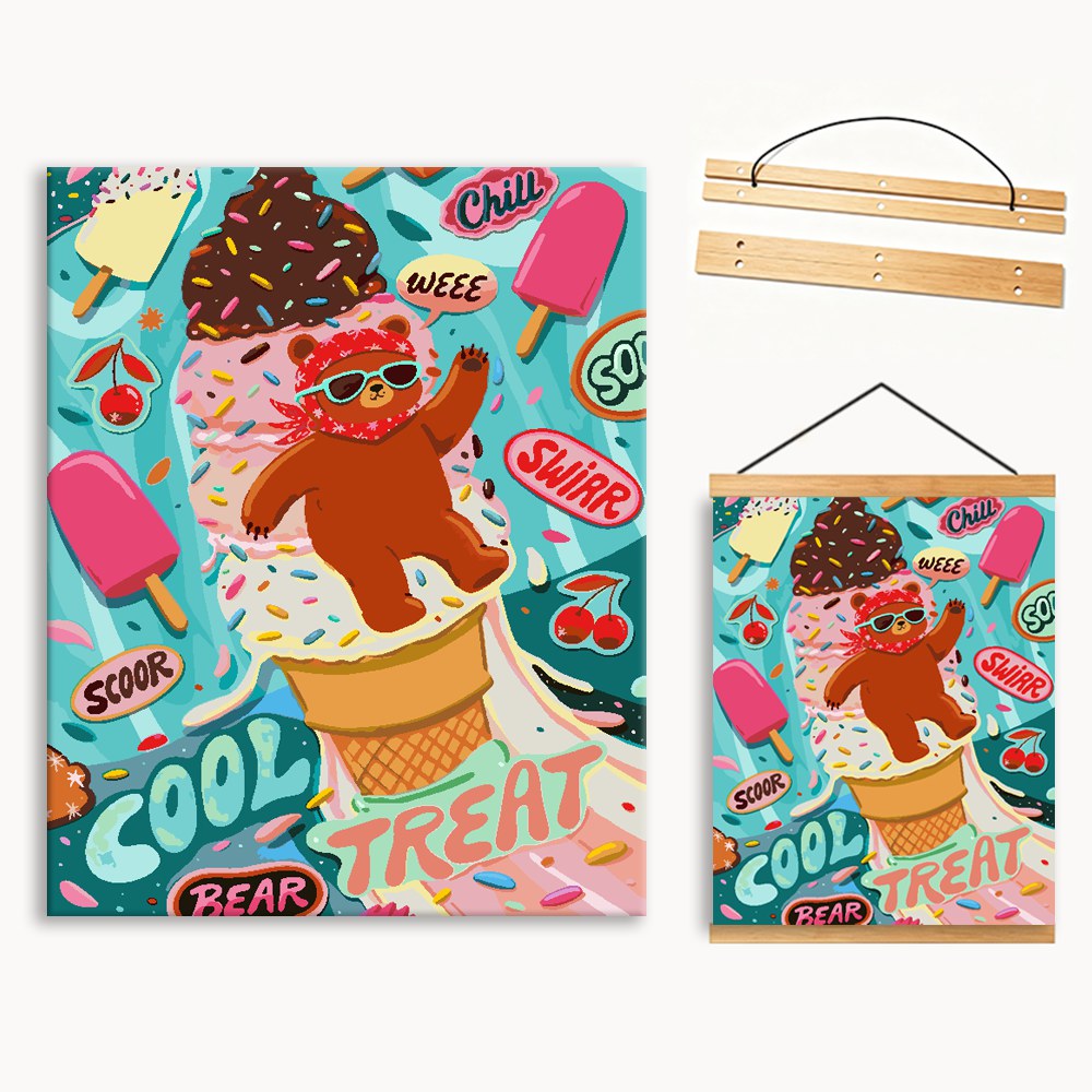 Ice Cream Bear Cool Print Paint By Numbers