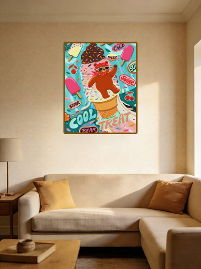 Ice Cream Bear Cool Print Paint By Numbers