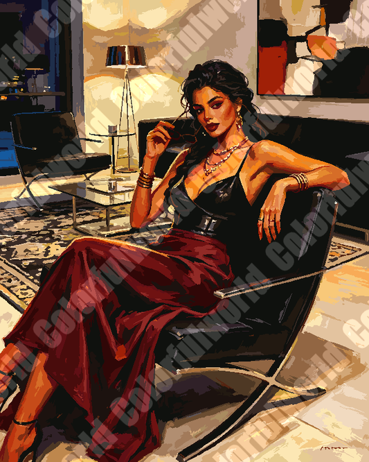 Lounge Burgundy Elegance Paint By Numbers