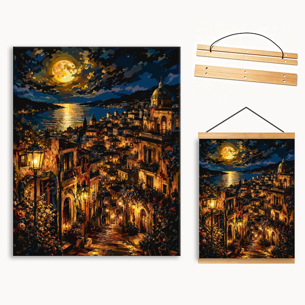 Moonlit Old Town（36-60+colors）Paint By Numbers