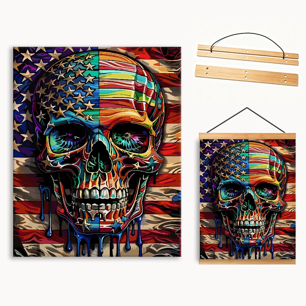 Patriotic Skull Art（36-80+colors）