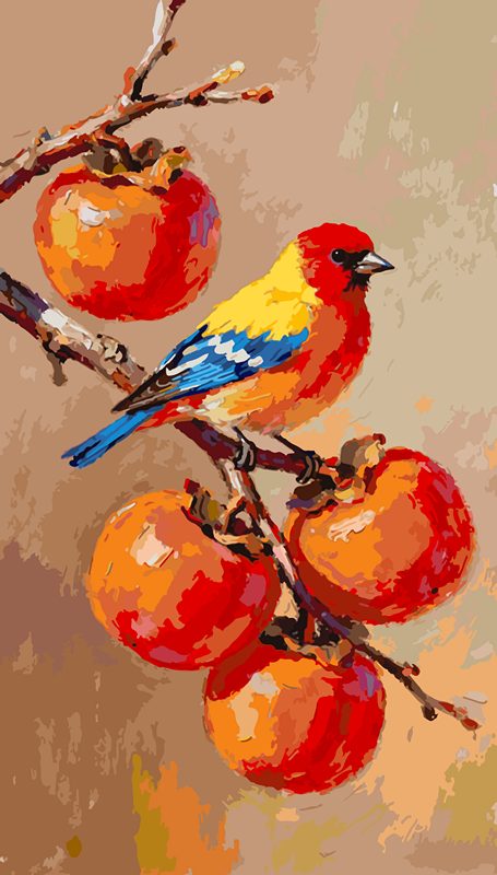 Persimmon Tree and Parrot