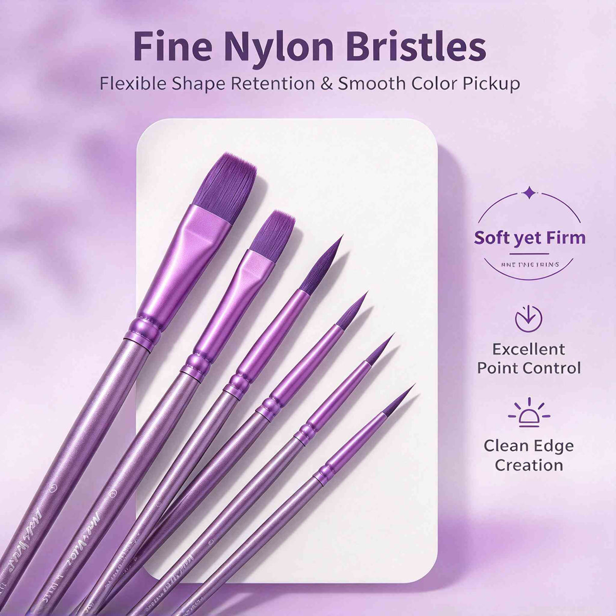 Purple Nylon Hair Watercolor Brushes（6PCS）