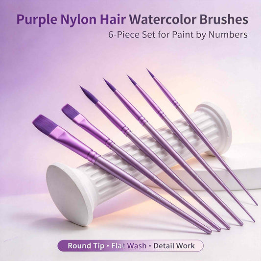 Purple Nylon Hair Watercolor Brushes（6PCS）