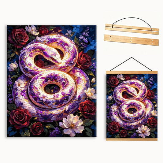 Purple White Snake With Roses（36-60+colors）Paint By Numbers