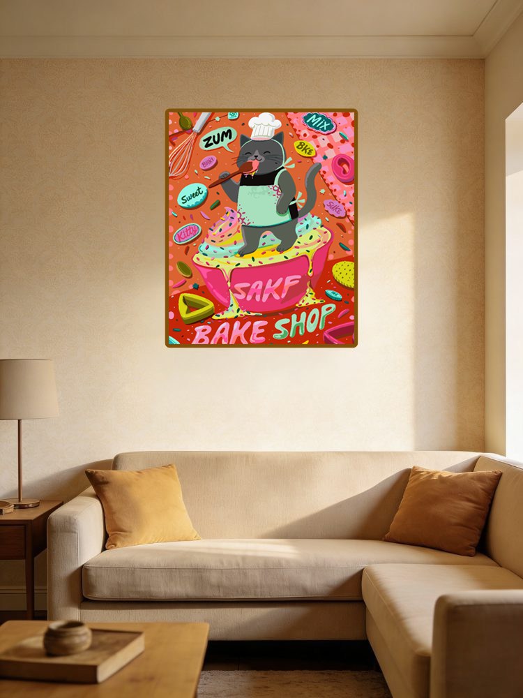 Rock Cat Cartoon Print Paint By Numbers