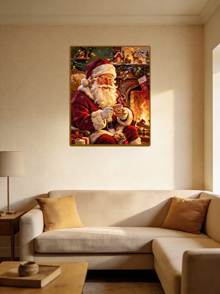 Santa Making Cookies By Warm Fireplace（36-60+colors）Paint By Numbers