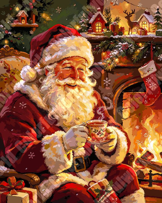 Santa Making Cookies By Warm Fireplace（36-60+colors）Paint By Numbers
