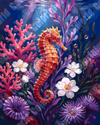 Seahorse Underwater Floral（36-60+colors）Paint By Numbers
