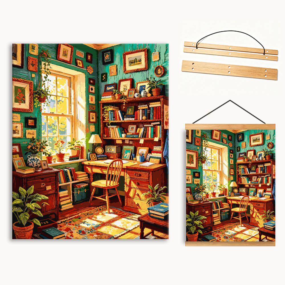 Sunlit Bookroom 1（36-60+colors）Paint By Numbers