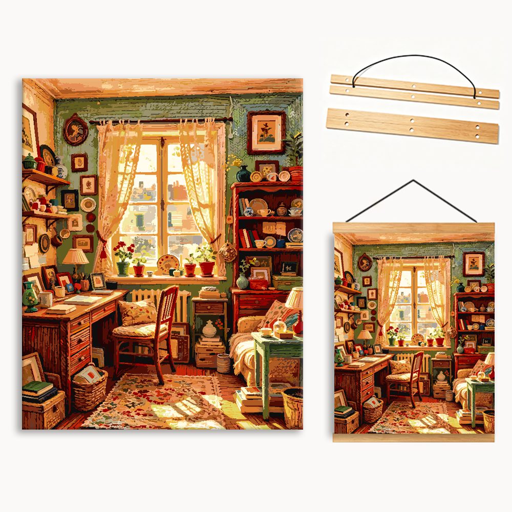 Sunlit Bookroom 2（36-60+colors）Paint By Numbers